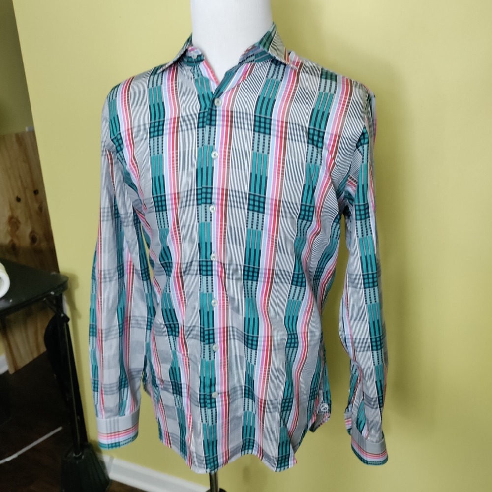 Hammer Made Collared Shirt Sz 43/17 Button Up Multicolor - Pinhole, Pls Read